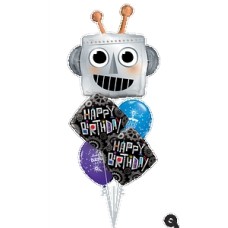 Happy Birthday Robot Balloon Bouquet